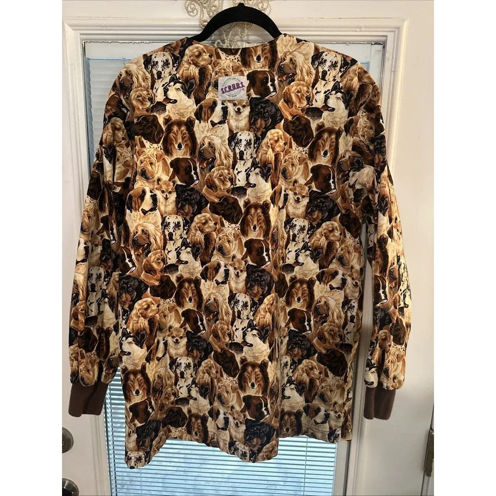 Scrubs Uniform Golden Retriever Collie Shar-pei Do YBeagle Dog Vet  Top Sz M